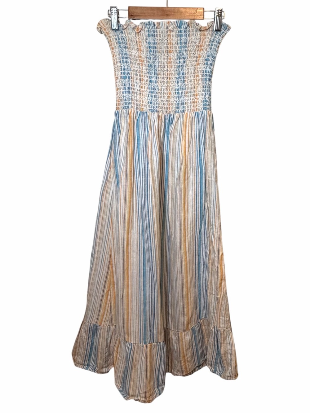 Reformation Marbella Bermuda Smocked 100% Linen Midi Dress Size S View 4